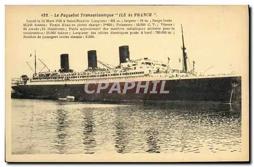 Ansichtskarte AK Bateau Paquebot Transatlantique Ile de France