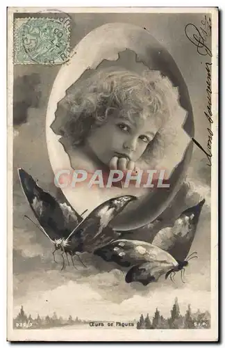 Ansichtskarte AK Fantaisie Enfant Papillon Paques