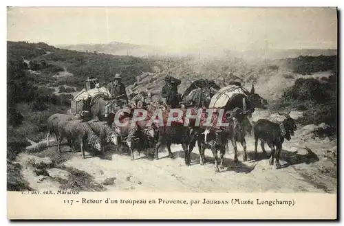 Cartes postales Chevre Retour d&#39un troupeau de Provence par Jourdan Musee Longchamp Chevres Moutons