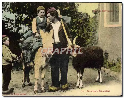 Cartes postales Chevre Groupe de Bethmalais Folklore Ane Mule Ariege