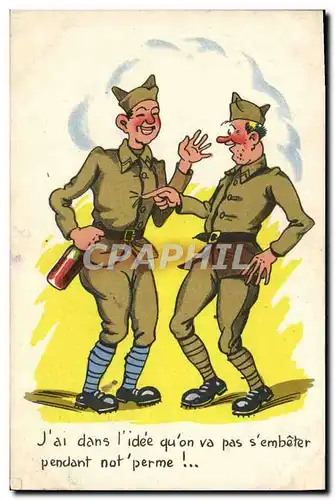 Cartes postales Militaria Soldat Alcool