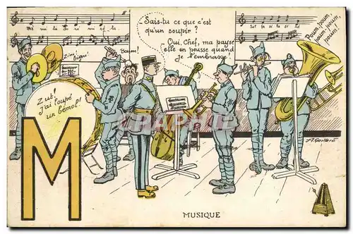 Cartes postales Militaria Musique Trombone Trompette Violoncelle