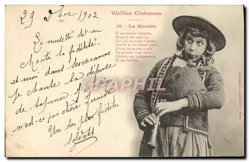 Cartes postales Folklore Vieilles chansons La musette