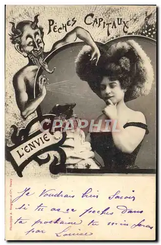 Cartes postales Fantaisie Femme Peches Capitaux Diable L&#39envie