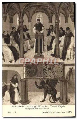 Cartes postales Miniature de Fouquet Saint Thomas d&#39Aquin enseignant dans un couvent Diable Musee Conde Chant