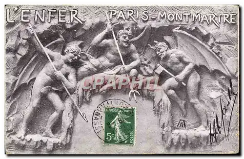 Cartes postales L'enfer Paris Montmartre Diable
