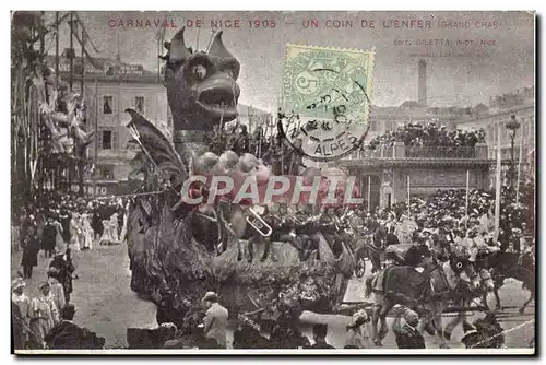 Cartes postales Carnaval de Nice 1905 Un coin de l&#39enfer Diable