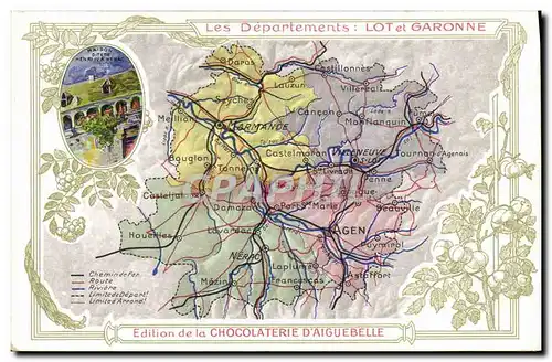 Ansichtskarte AK Cartes geographiques Chocolaterie d&#39Aiguebelle Lot et Garonne Maison de Henri IV a Nerac