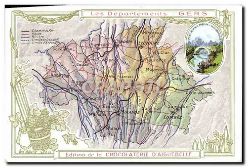 Cartes postales Cartes geographiques Chocolaterie d&#39Aiguebelle Gers L&#39Isle Jourdan