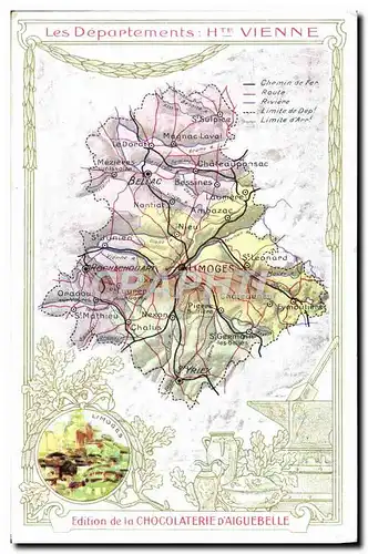 Ansichtskarte AK Cartes geographiques Chocolaterie d&#39Aiguebelle Haute Vienne Limoges