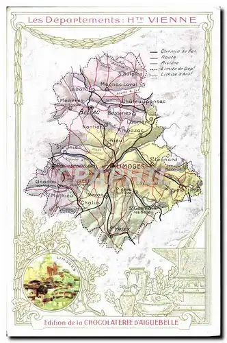 Cartes postales Cartes geographiques Chocolaterie d&#39Aiguebelle Haute Vienne Limoges