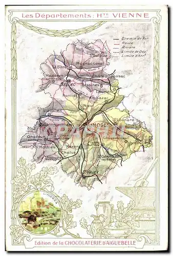 Ansichtskarte AK Cartes geographiques Chocolaterie d&#39Aiguebelle Haute Vienne Limoges