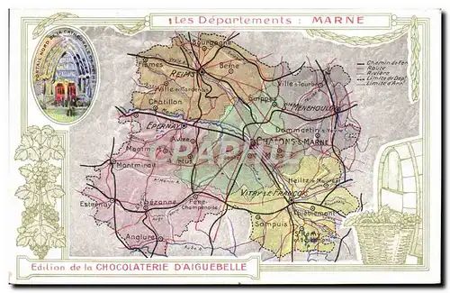 Cartes postales Cartes geographiques Chocolaterie d&#39Aiguebelle Marne Cathedrale de Reims