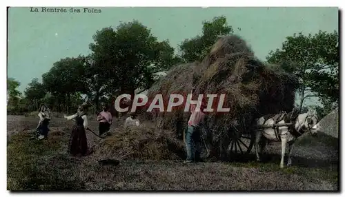 Cartes postales Folklore La rentree des foins Cheval