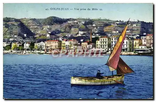 Cartes postales Bateau Peche Golfe Juan Vue prise du mole