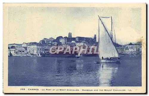 Ansichtskarte AK Bateau Peche Cannes le port et le Mont Chevalier