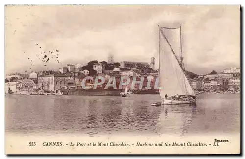 Ansichtskarte AK Bateau Peche Cannes Le port et le Mont Chevalier