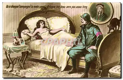 Cartes postales Fantaisie Femme Chat Soldat Militaria