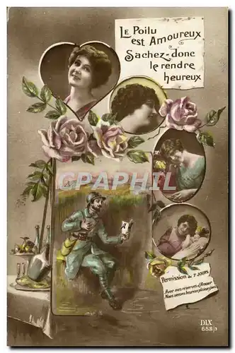 Cartes postales Fantaisie Femmes Soldat Militaria