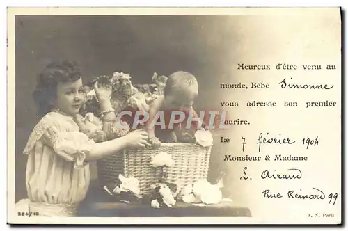 Cartes postales Fantaisie Enfants Bebe Simonne