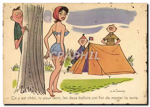 Cartes postales Humour Camping