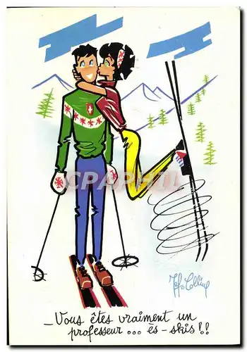 Cartes postales Humour Ski