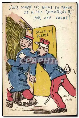 Cartes postales Militaria Salle de police