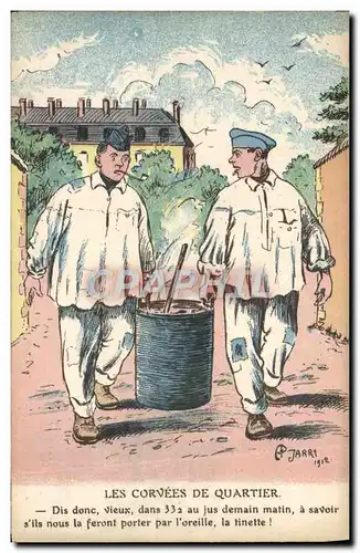 Cartes postales Militaria Les corvees du quartier Jarry