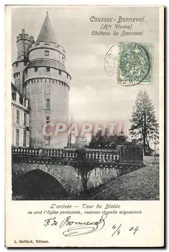 Cartes postales Coussac Bonneval Chateau de Bonenval L'arrivee Tour du diable