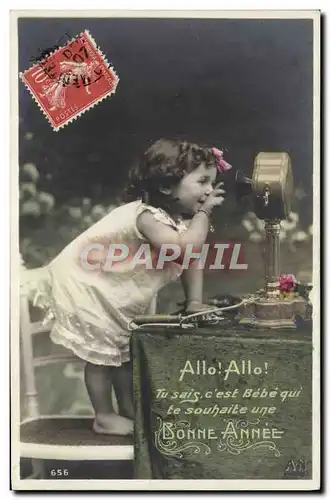 Ansichtskarte AK Telephone Fantaisie Enfant Bebe