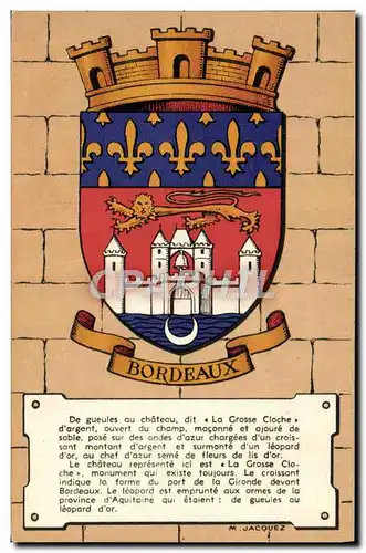 Cartes postales Heraldique des villes de France par Maurice Jacquez Bordeaux Lion