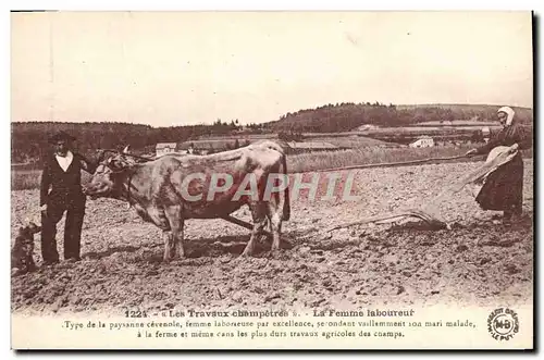 Cartes postales Folklore Les travaux champetres La femme laboureur