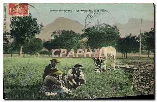 Ansichtskarte AK Folklore Le repas des laboreurs