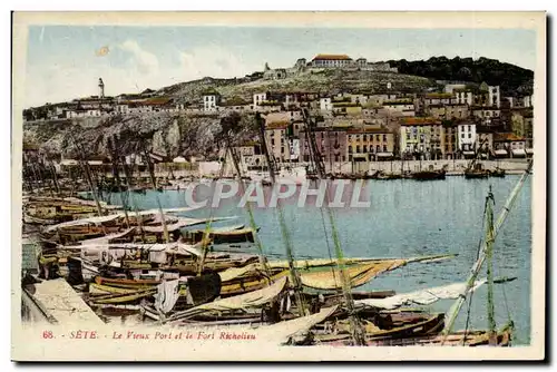 Ansichtskarte AK Bateau Peche Sete Le vieux port et le Fort Richelieu