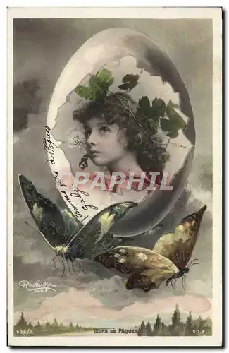 Cartes postales Fantaisie Papillon Enfant