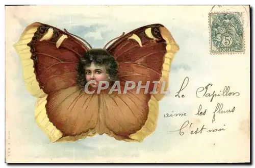 Ansichtskarte AK Fantaisie Papillon Enfant