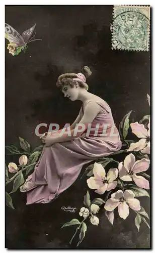 Cartes postales Fantaisie Papillon Femme