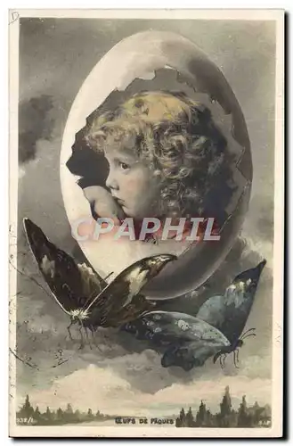 Ansichtskarte AK Fantaisie Papillon Enfant Oeufs de Paques