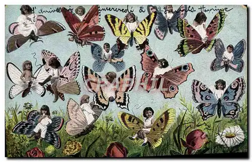 Ansichtskarte AK Fantaisie Papillons Papillon Enfants