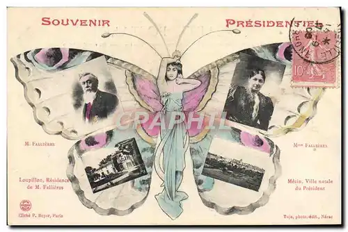 Ansichtskarte AK Fantaisie Papillon Souvenir presidentiel Falliers Mezin