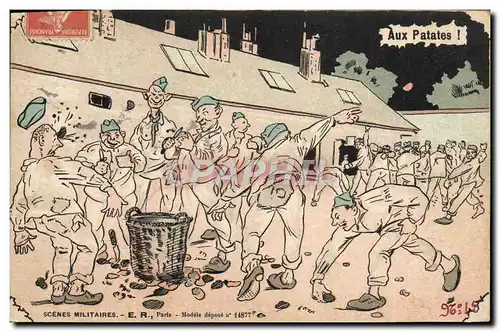 Cartes postales Fantaisie Militaria Aux patates