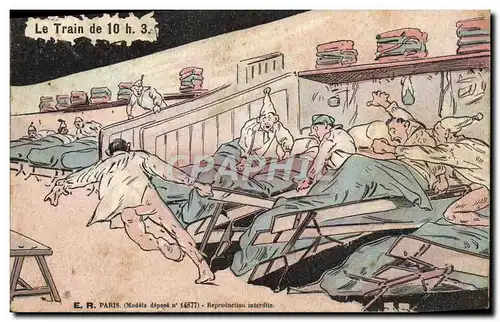 Cartes postales Fantaisie Militaria le train de 10h3