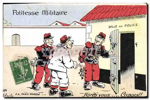 Ansichtskarte AK Fantaisie Militaria Politesse militaire Salle de police