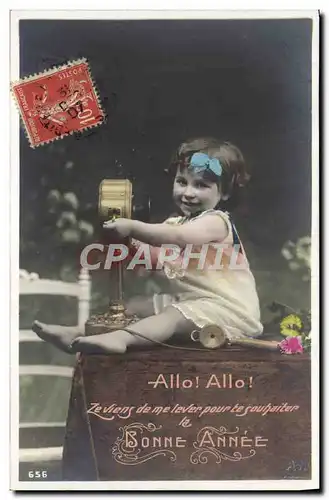 Ansichtskarte AK Fantaisie Telephone Enfant Bebe