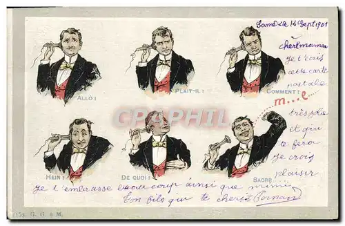 Cartes postales Fantaisie Telephone Homme