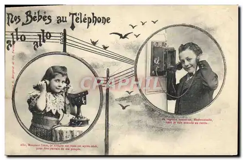 Ansichtskarte AK Fantaisie Telephone Nos bebes au telephone