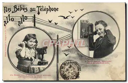 Ansichtskarte AK Fantaisie Telephone Nos bebes au telephone