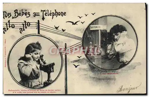 Ansichtskarte AK Fantaisie Telephone Nos bebes au telephone