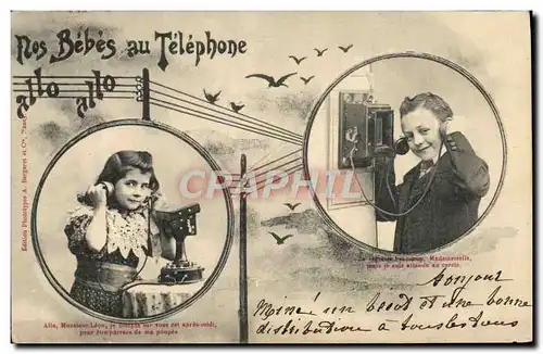 Ansichtskarte AK Fantaisie Telephone Nos bebes au telephone