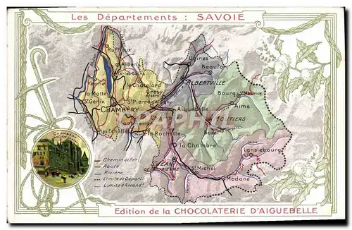 Cartes postales Carte geographique Chocolaterie d&#39Aiguebelle Savoie